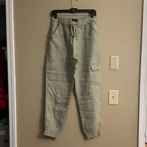 Nicole Miller Linen Cargo Joggers